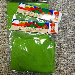 COPY - Set of 4chef hat and apron decorate your own. 2green and 2oranges.